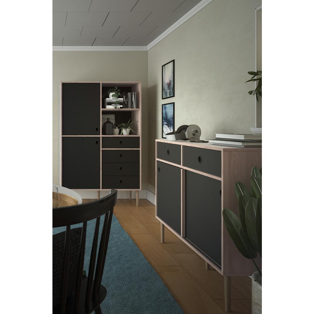 Rome 2 Drawer Sideboard with 2 Sliding Doors , Jackson Hickory/Black Matte. Picture 12