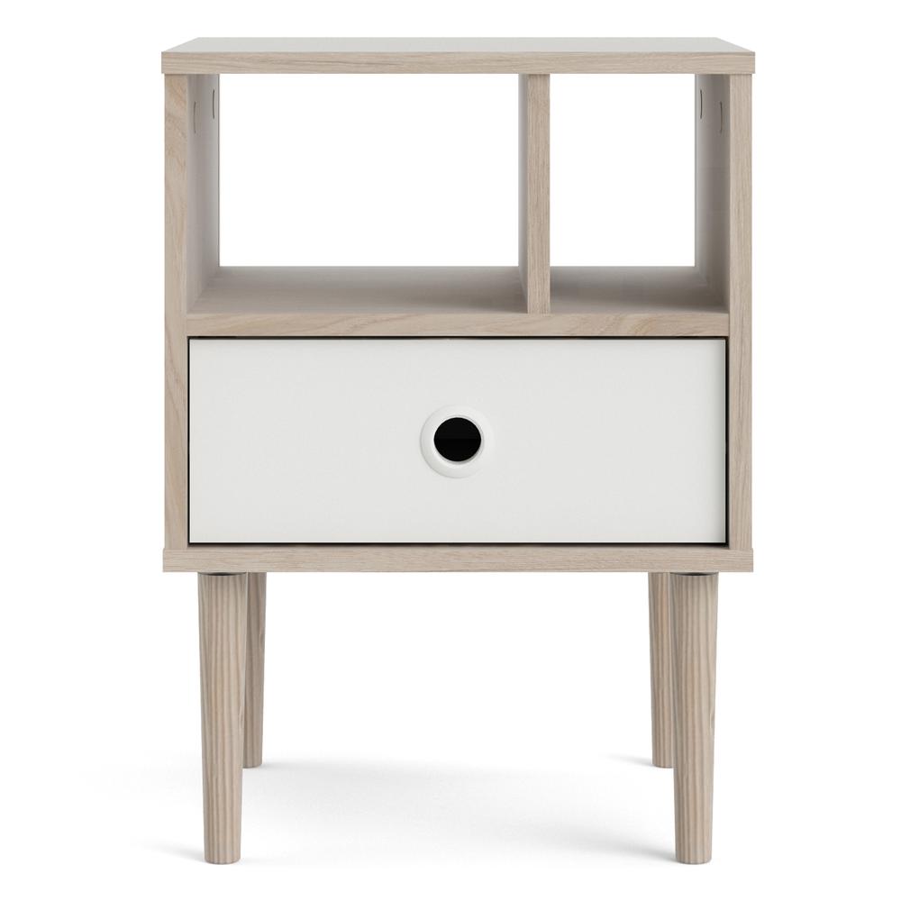 Rome 1 Drawer Nightstand with 2 Shelves, Jackson Hickory/White Matte. Picture 1