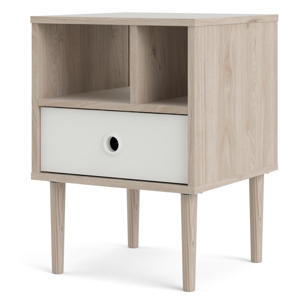 Rome 1 Drawer Nightstand with 2 Shelves, Jackson Hickory/White Matte. Picture 2
