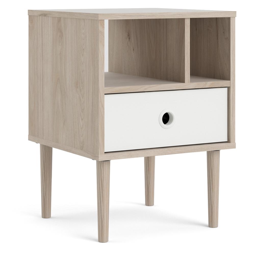 Rome 1 Drawer Nightstand with 2 Shelves, Jackson Hickory/White Matte. Picture 3