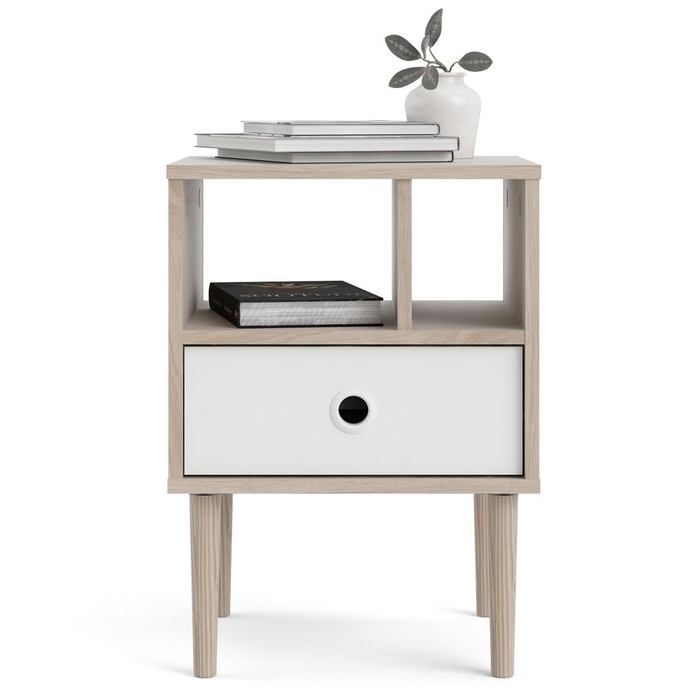 Rome 1 Drawer Nightstand with 2 Shelves, Jackson Hickory/White Matte. Picture 11