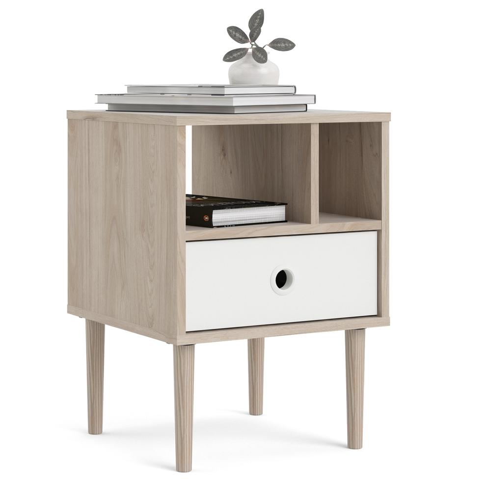 Rome 1 Drawer Nightstand with 2 Shelves, Jackson Hickory/White Matte. Picture 12