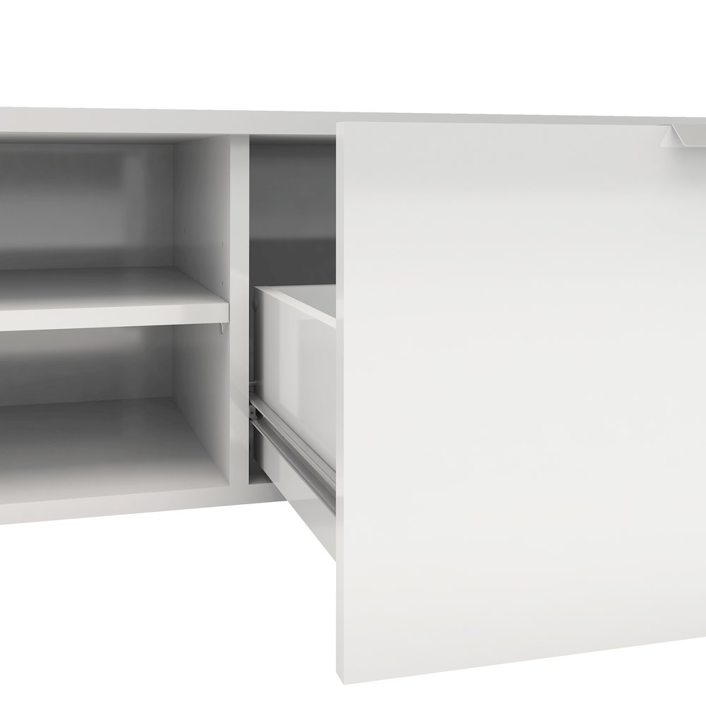 Match 1 Drawer 2 Shelf TV Stand, White High Gloss. Picture 4