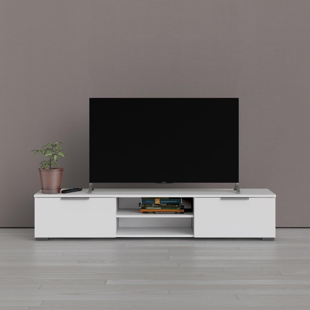 Match 2 Drawer 2 Shelf TV Stand, White. Picture 15