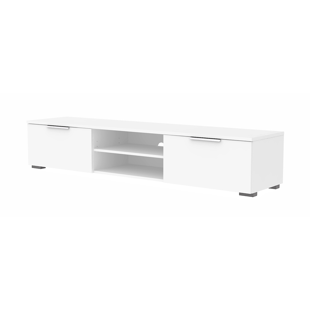 Match 2 Drawer 2 Shelf TV Stand, White High Gloss. Picture 1