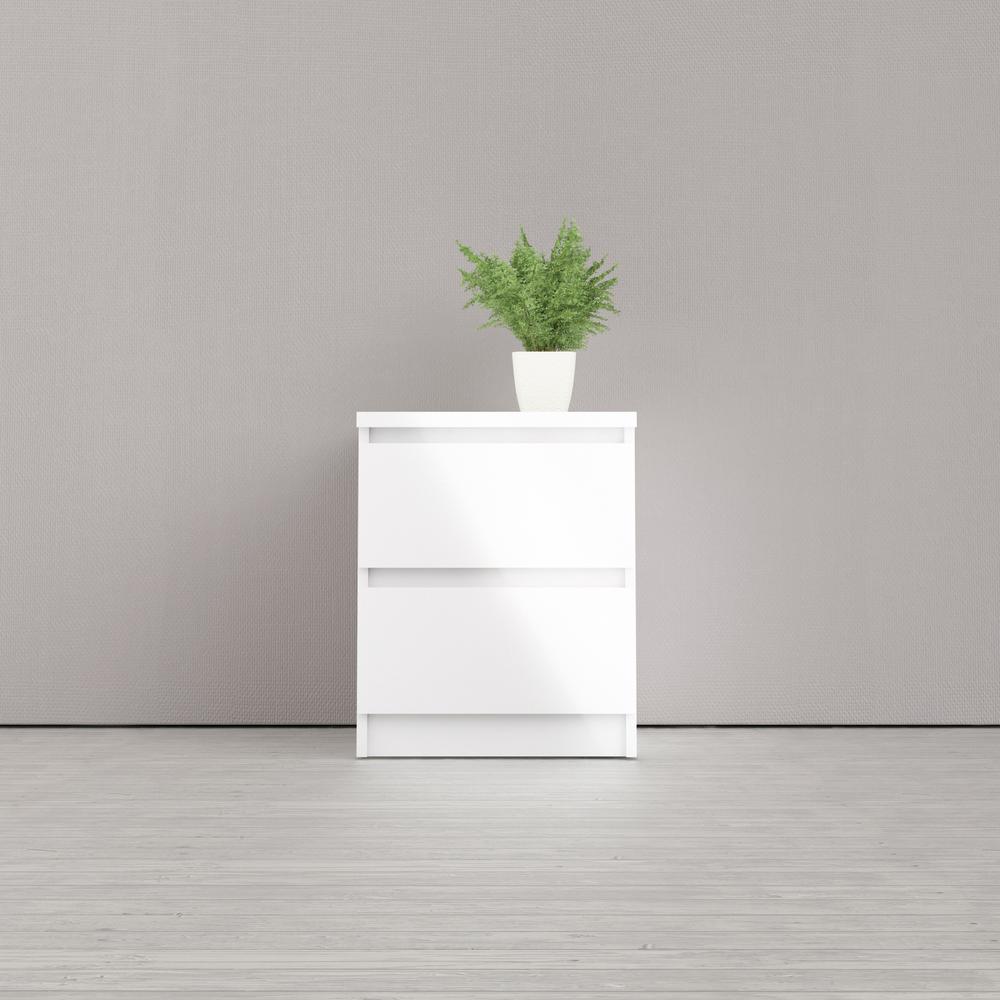 Scottsdale 2 Drawer Nightstand, White High Gloss. Picture 12