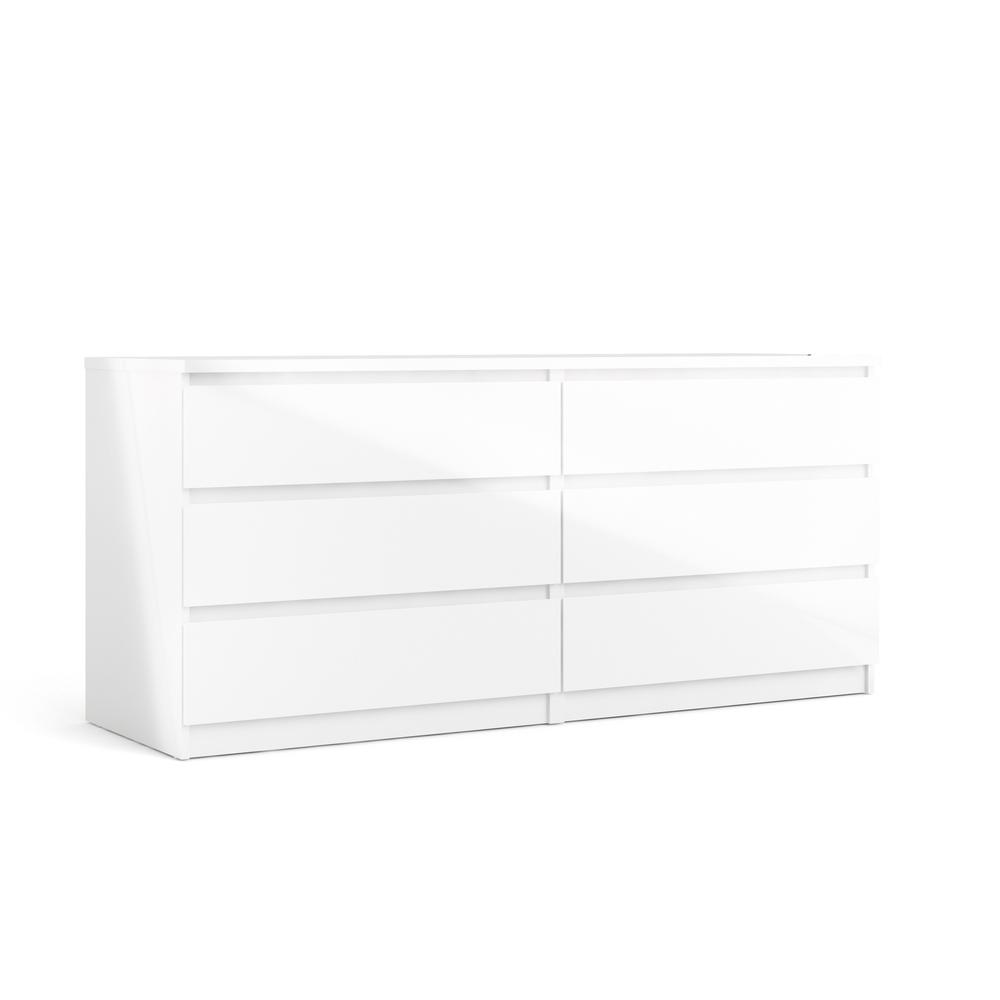 6 Drawer Double Dresser White High Gloss. Picture 2