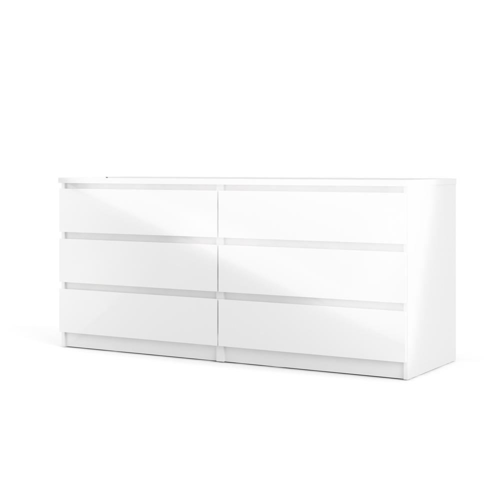 6 Drawer Double Dresser White High Gloss. Picture 4