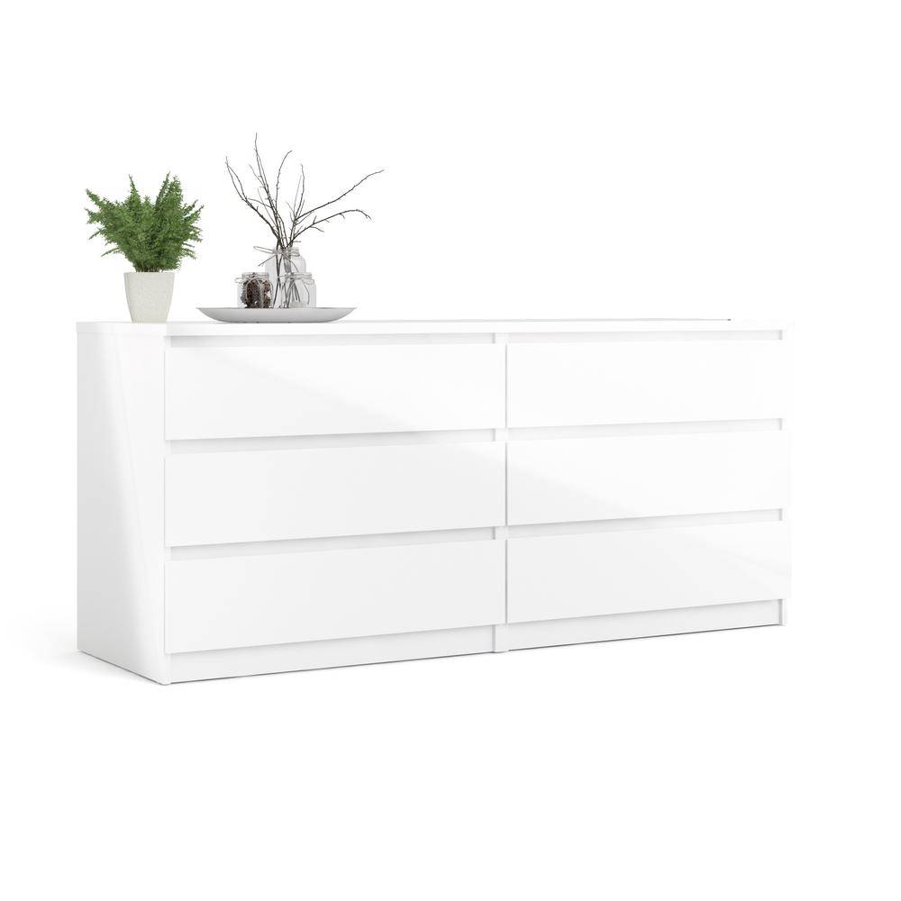 6 Drawer Double Dresser White High Gloss. Picture 3