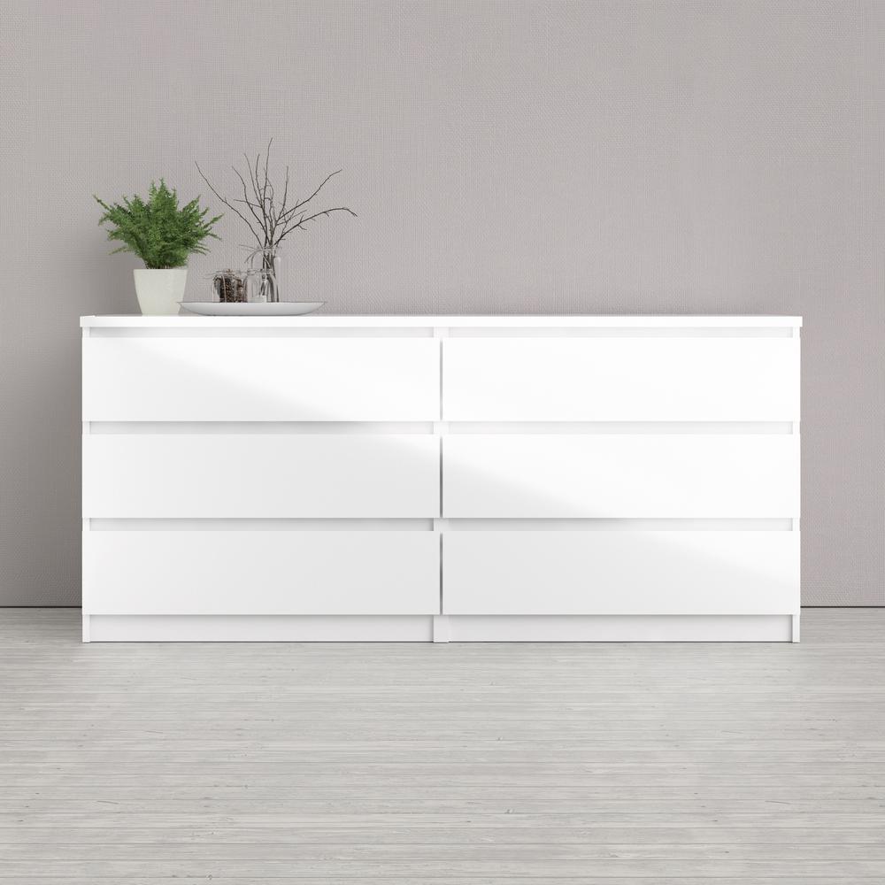6 Drawer Double Dresser White High Gloss. Picture 7