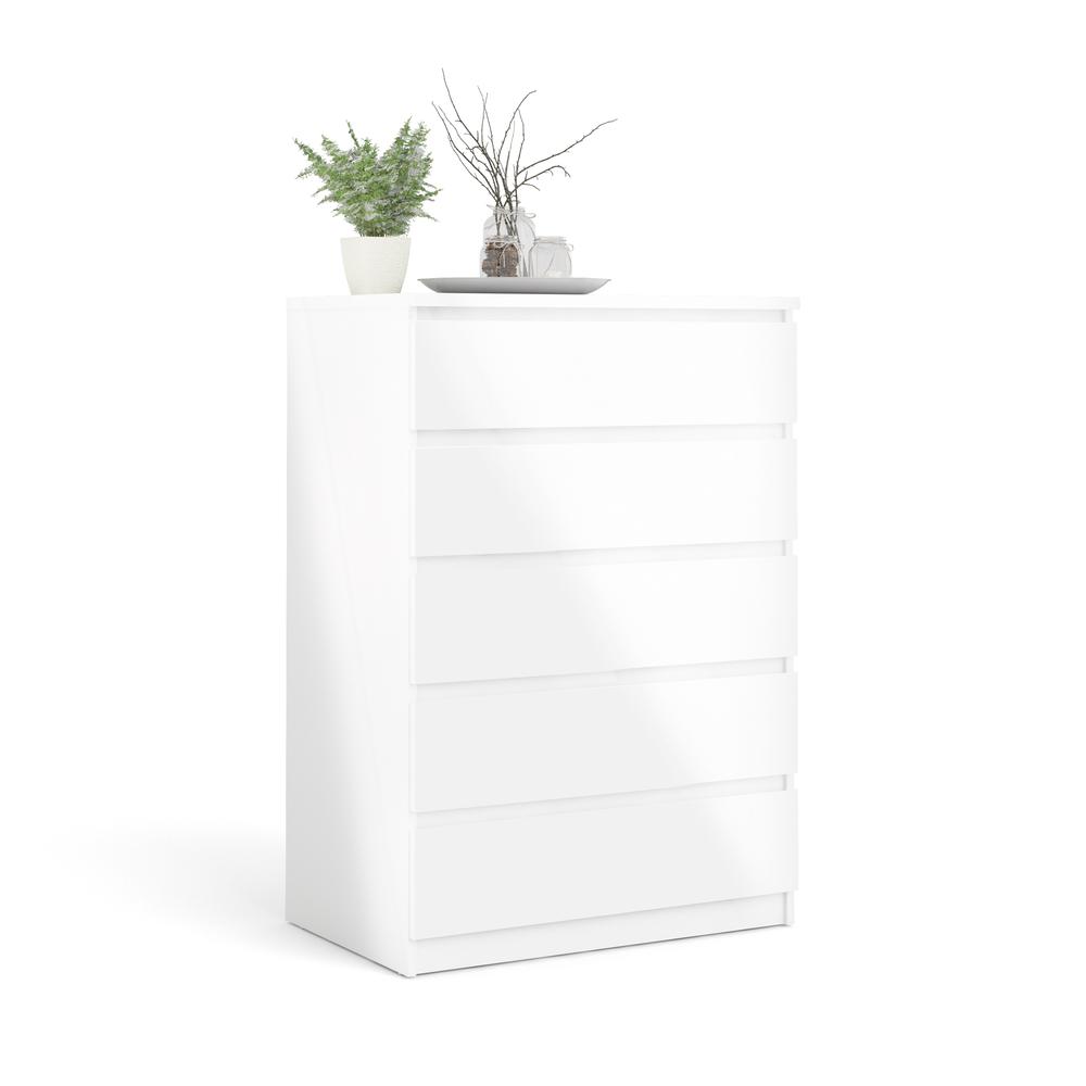 5 Drawer Chest White High Gloss. Picture 8