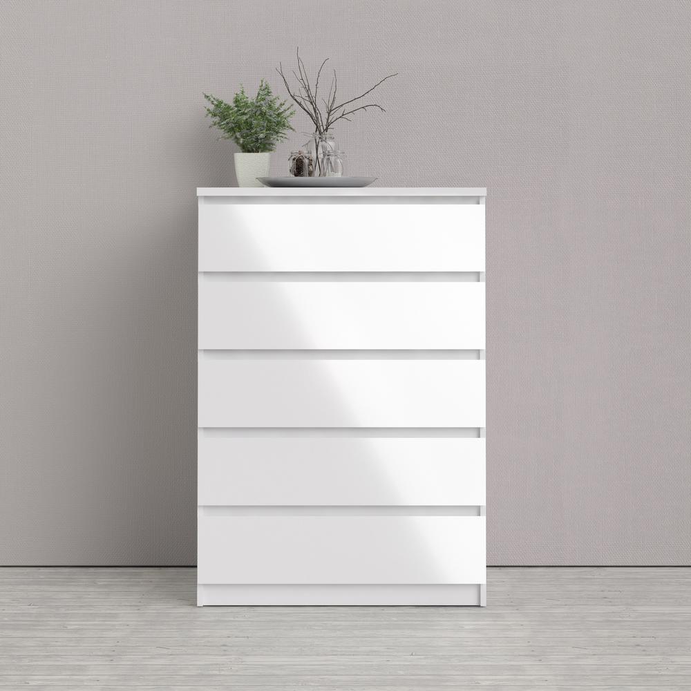 5 Drawer Chest White High Gloss. Picture 9