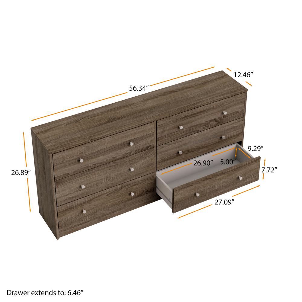 Portland 6 Drawer Double Dresser, Truffle Oak. Picture 13