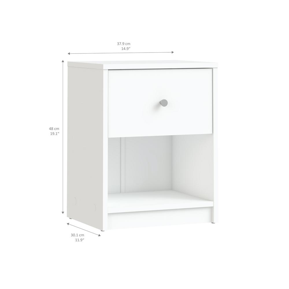 Portland 1 Drawer Nightstand, White. Picture 4