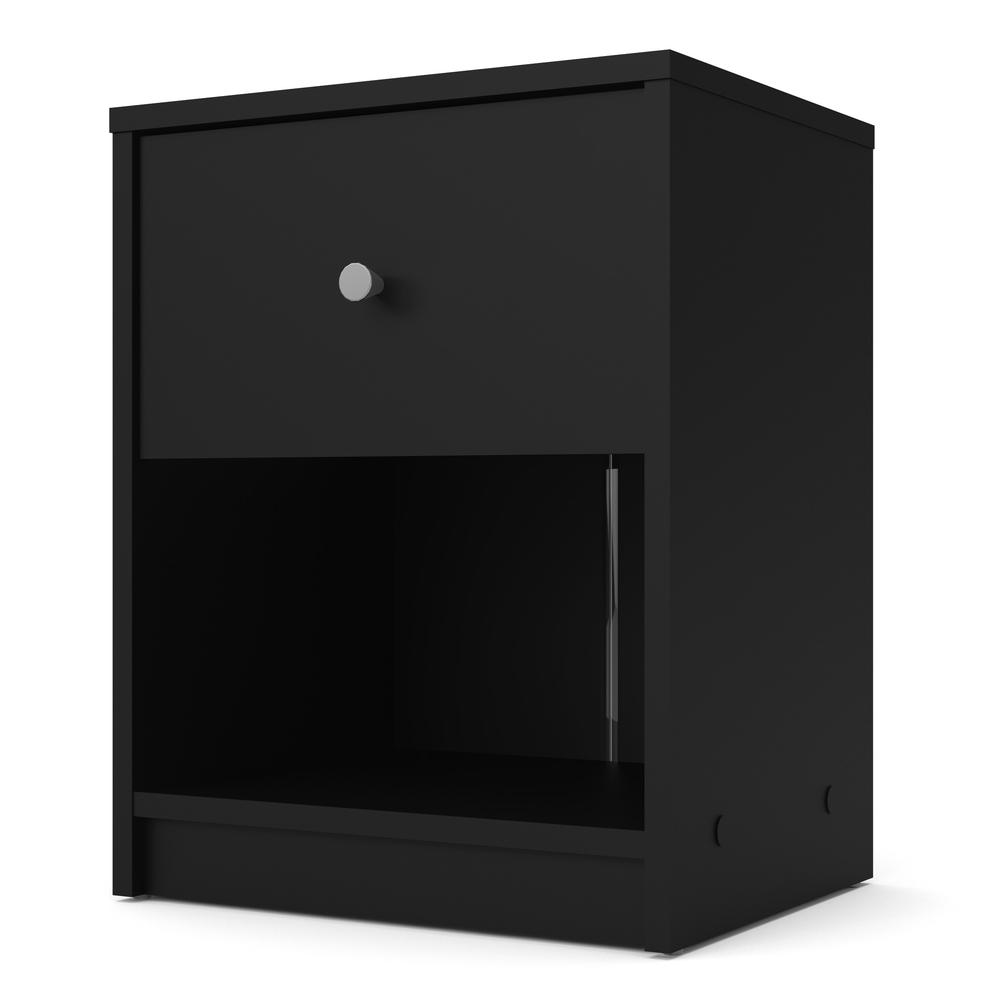 Portland 1 Drawer Nightstand, Black. Picture 1