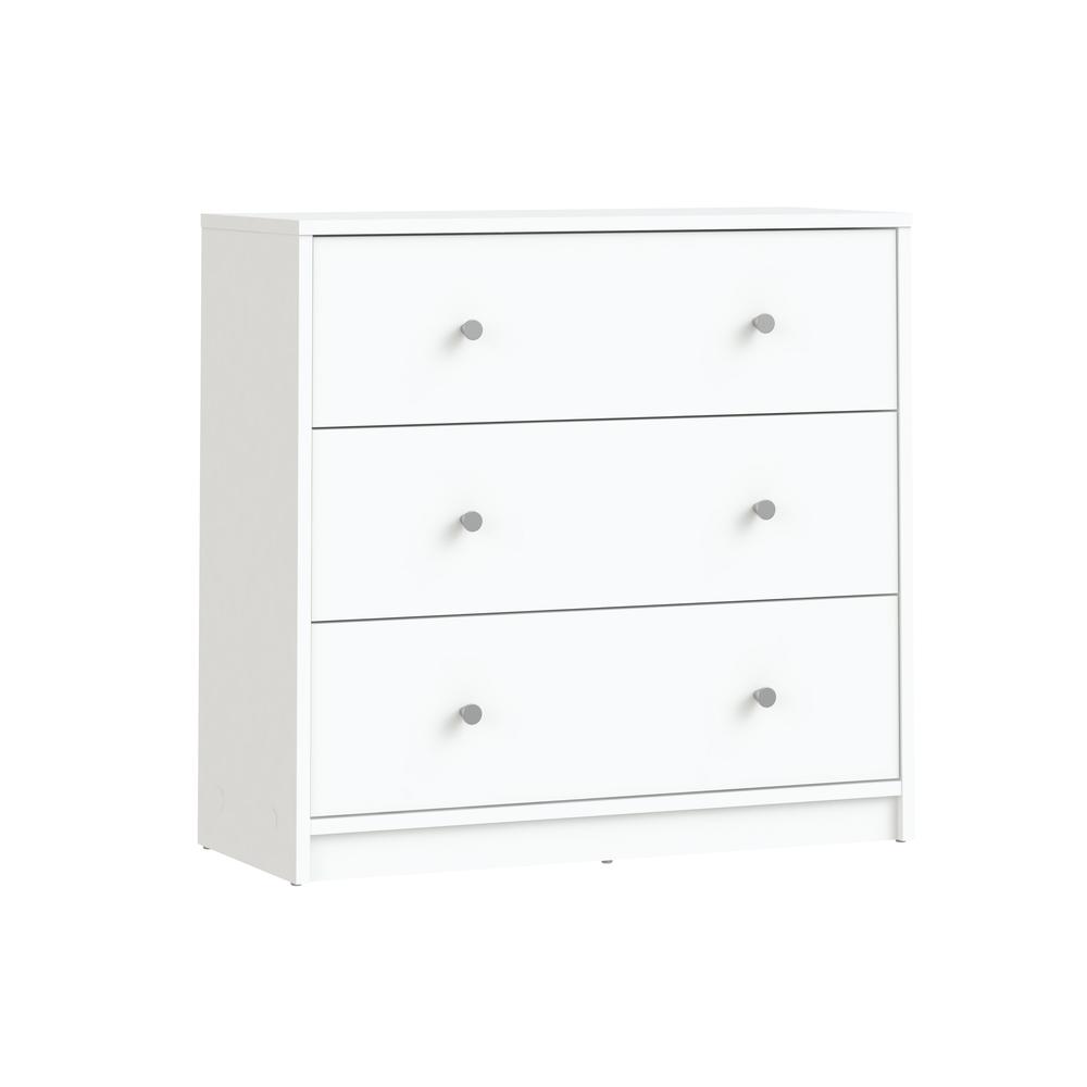Portland 3 Drawer Chest, White. The main picture.