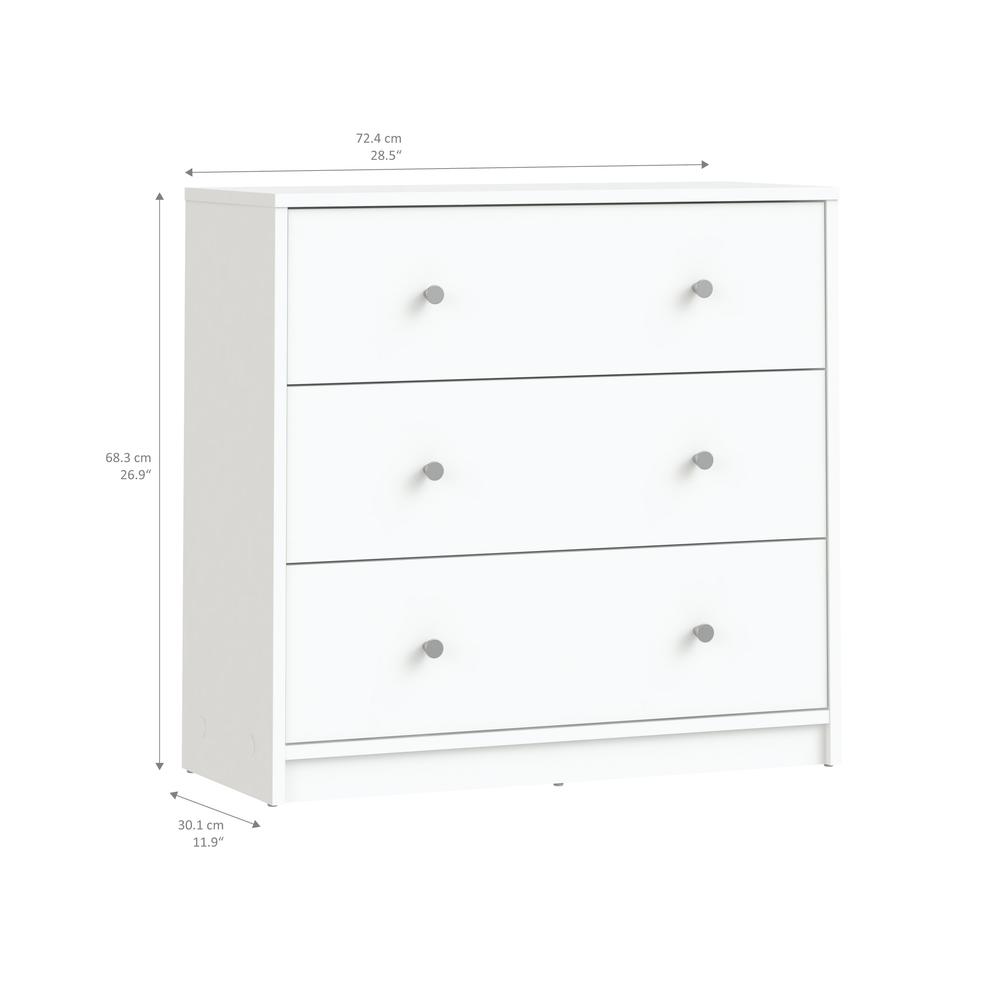 Portland 3 Drawer Chest, White. Picture 3