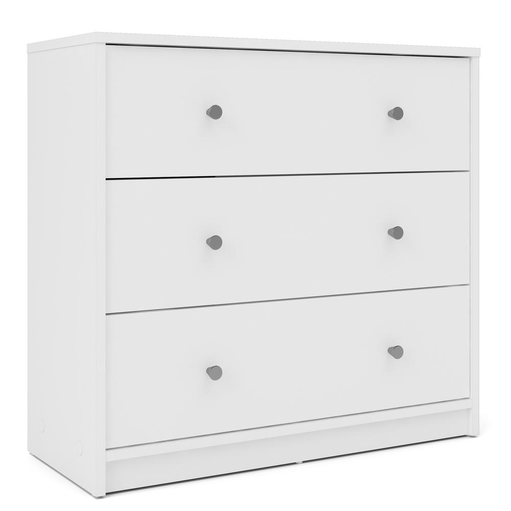 Portland 3 Drawer Chest - White. Picture 2