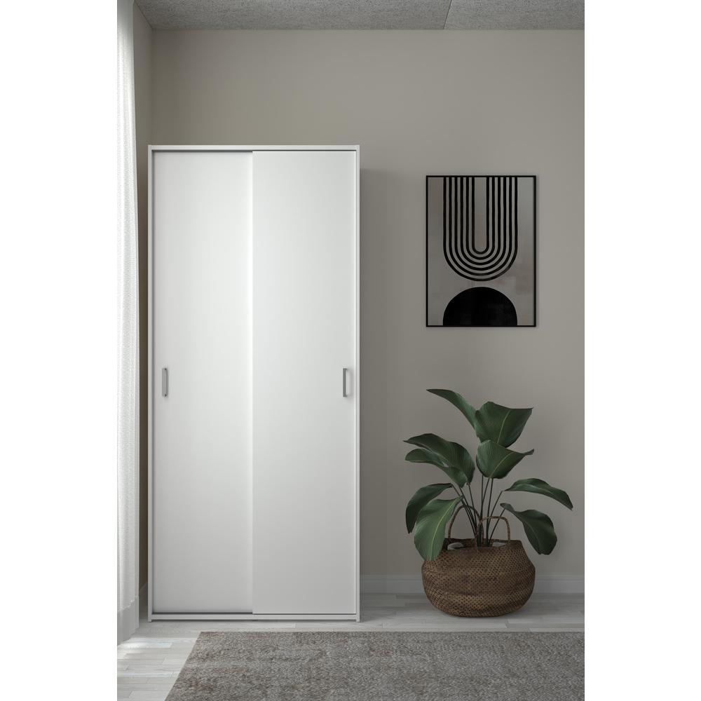 Space Wardrobe with 2 Sliding Doors, White. Picture 12