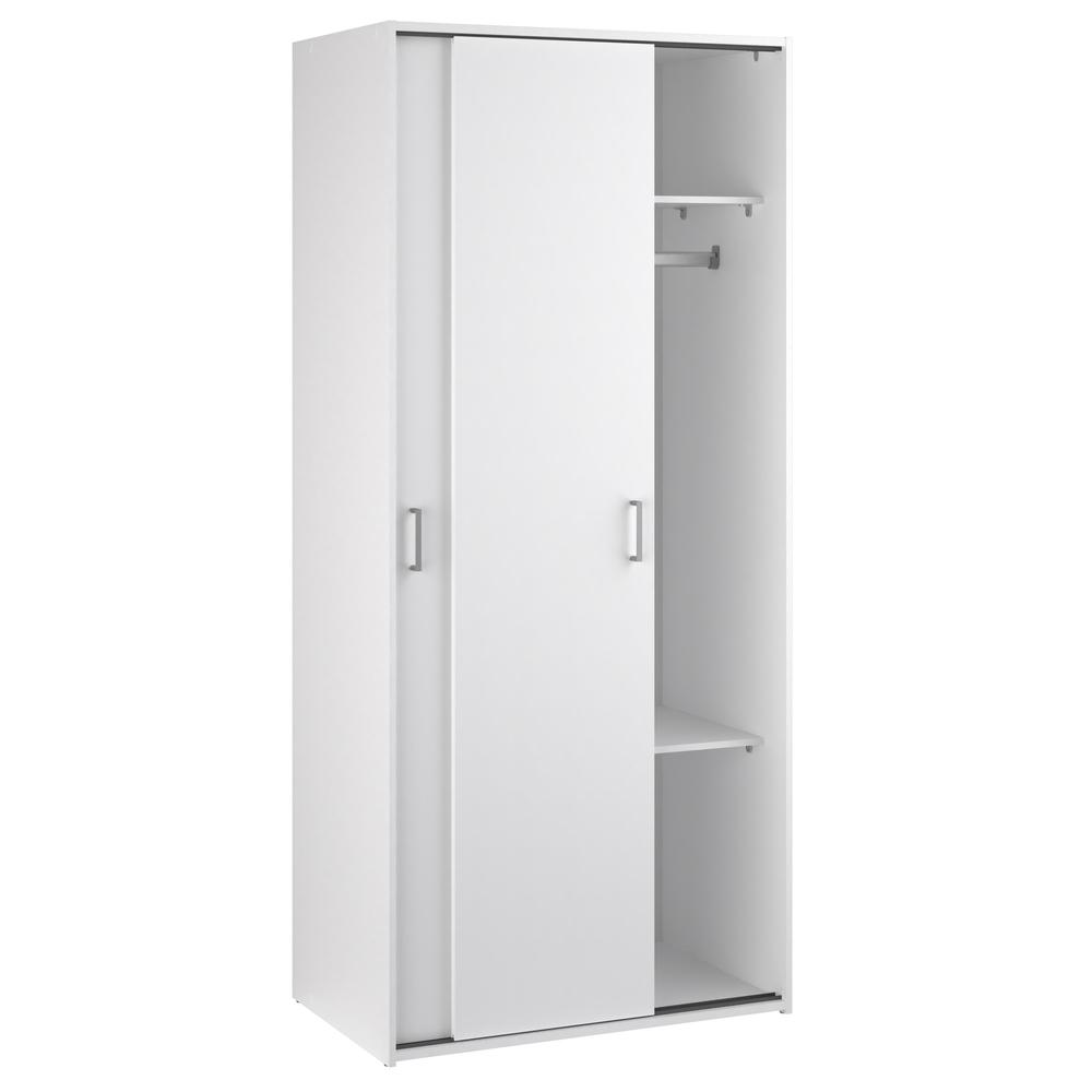 Space Wardrobe with 2 Sliding Doors, White. Picture 3