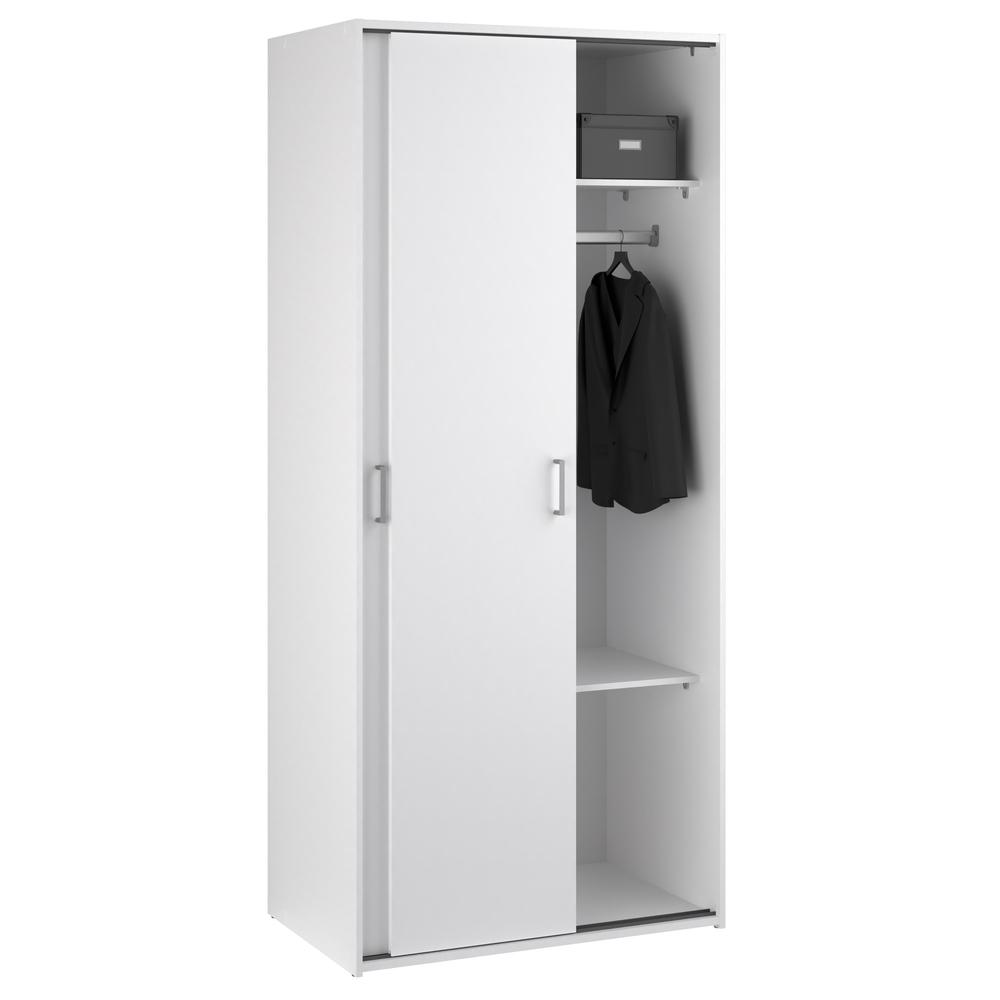 Space Wardrobe with 2 Sliding Doors, White. Picture 2