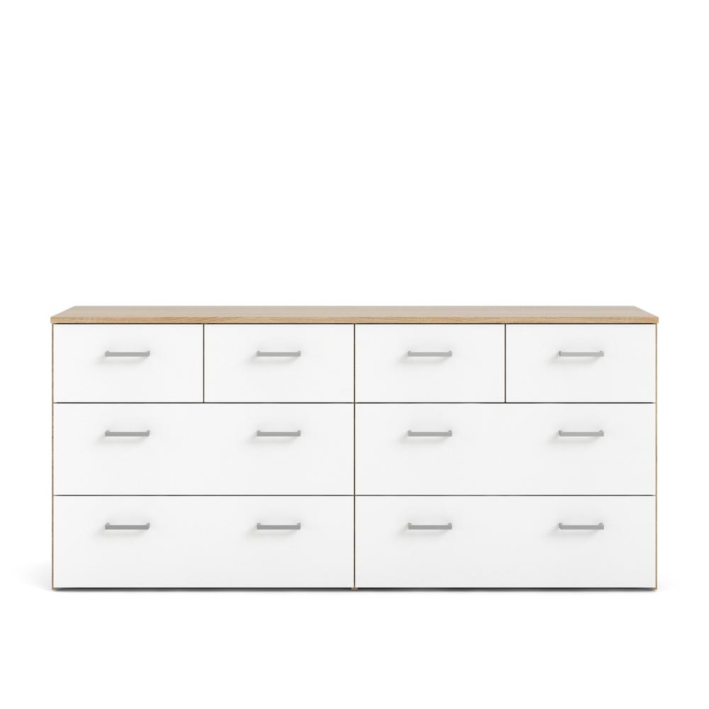8 Drawer Double Dresser Oak Structure/White. Picture 1
