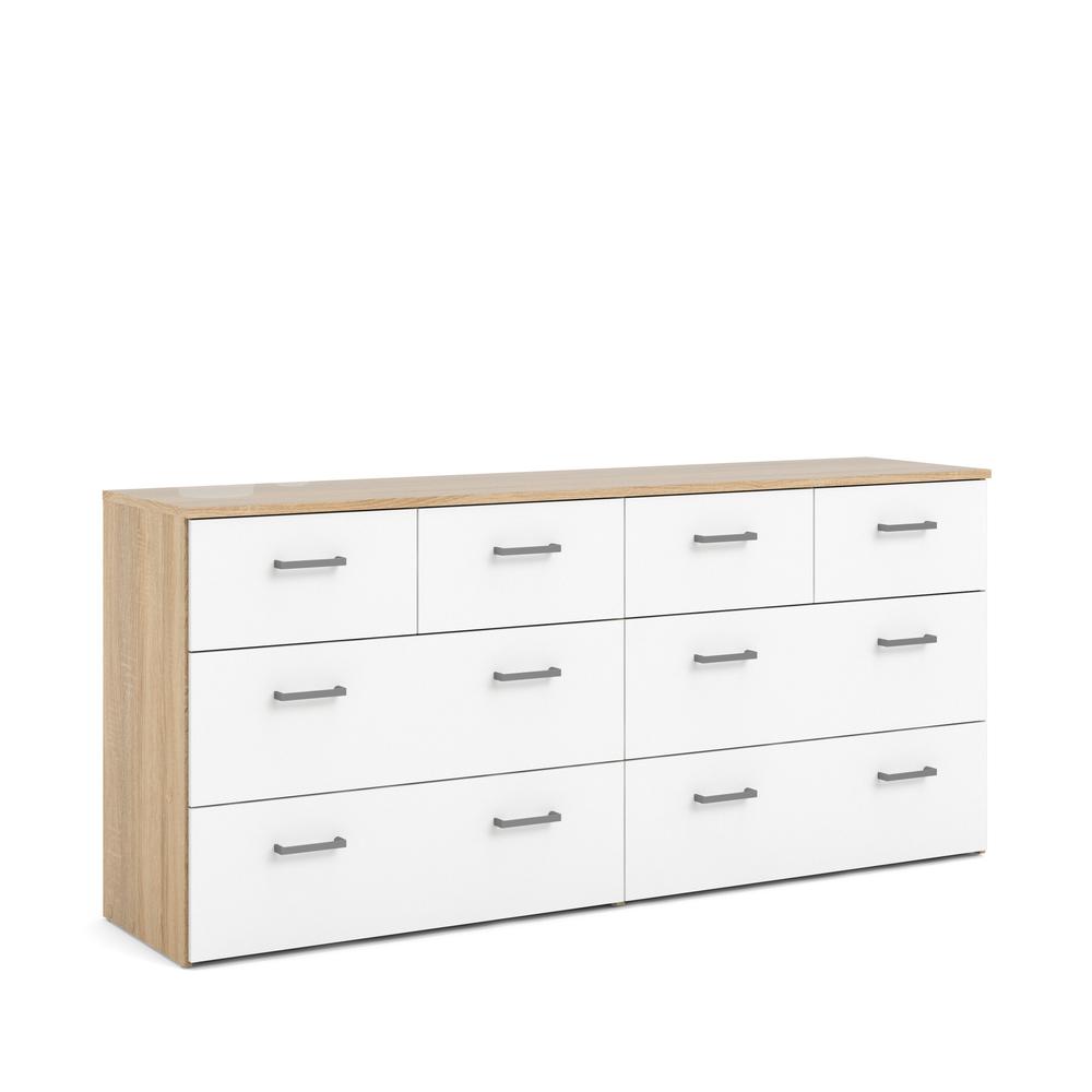 8 Drawer Double Dresser Oak Structure/White. Picture 2