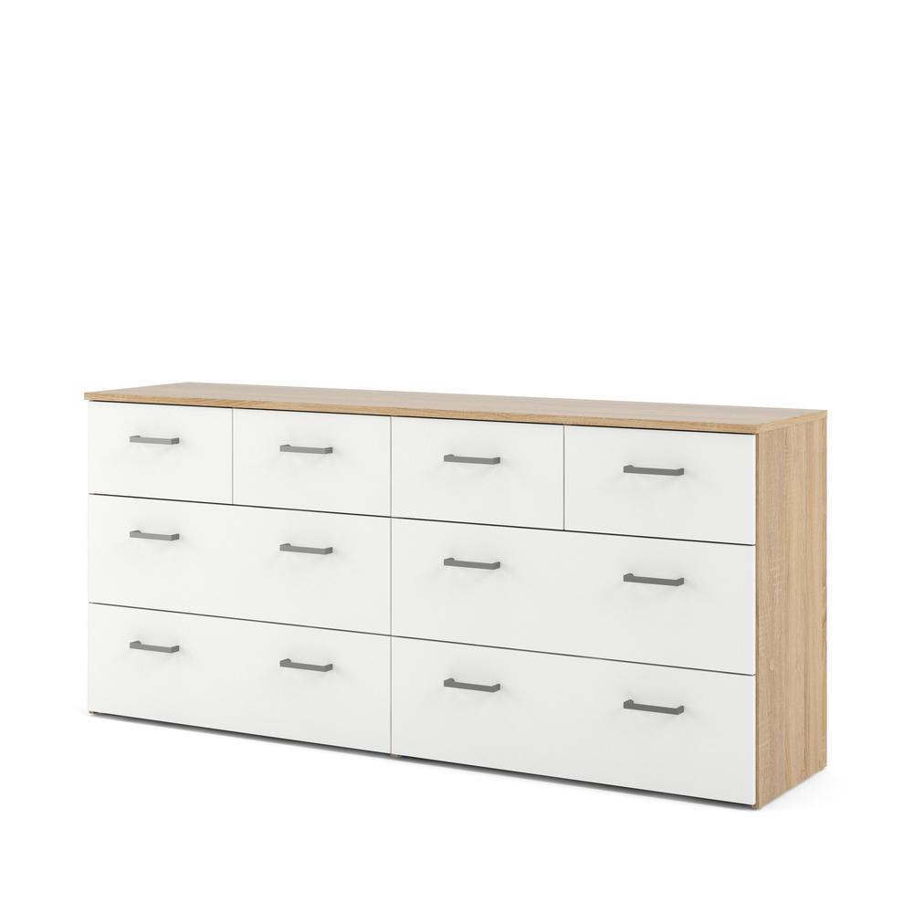 8 Drawer Double Dresser Oak Structure/White. Picture 3