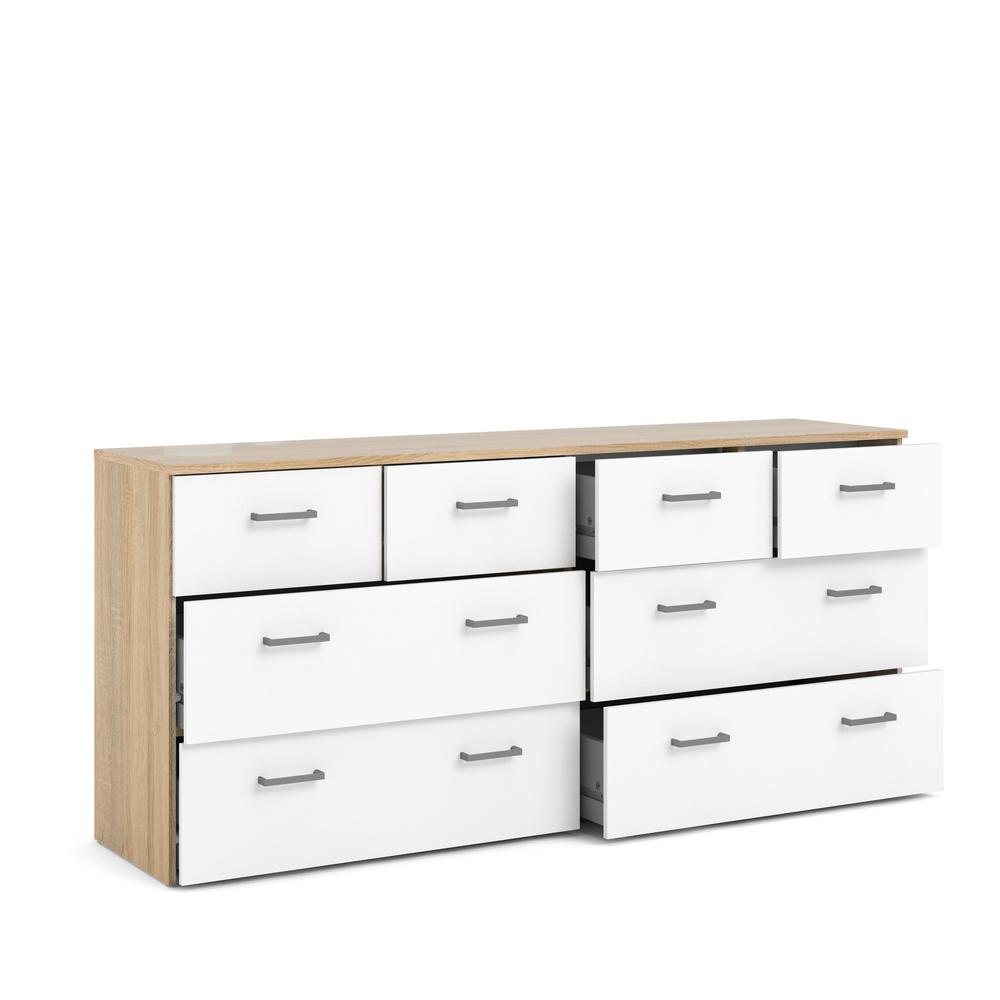 8 Drawer Double Dresser Oak Structure/White. Picture 7