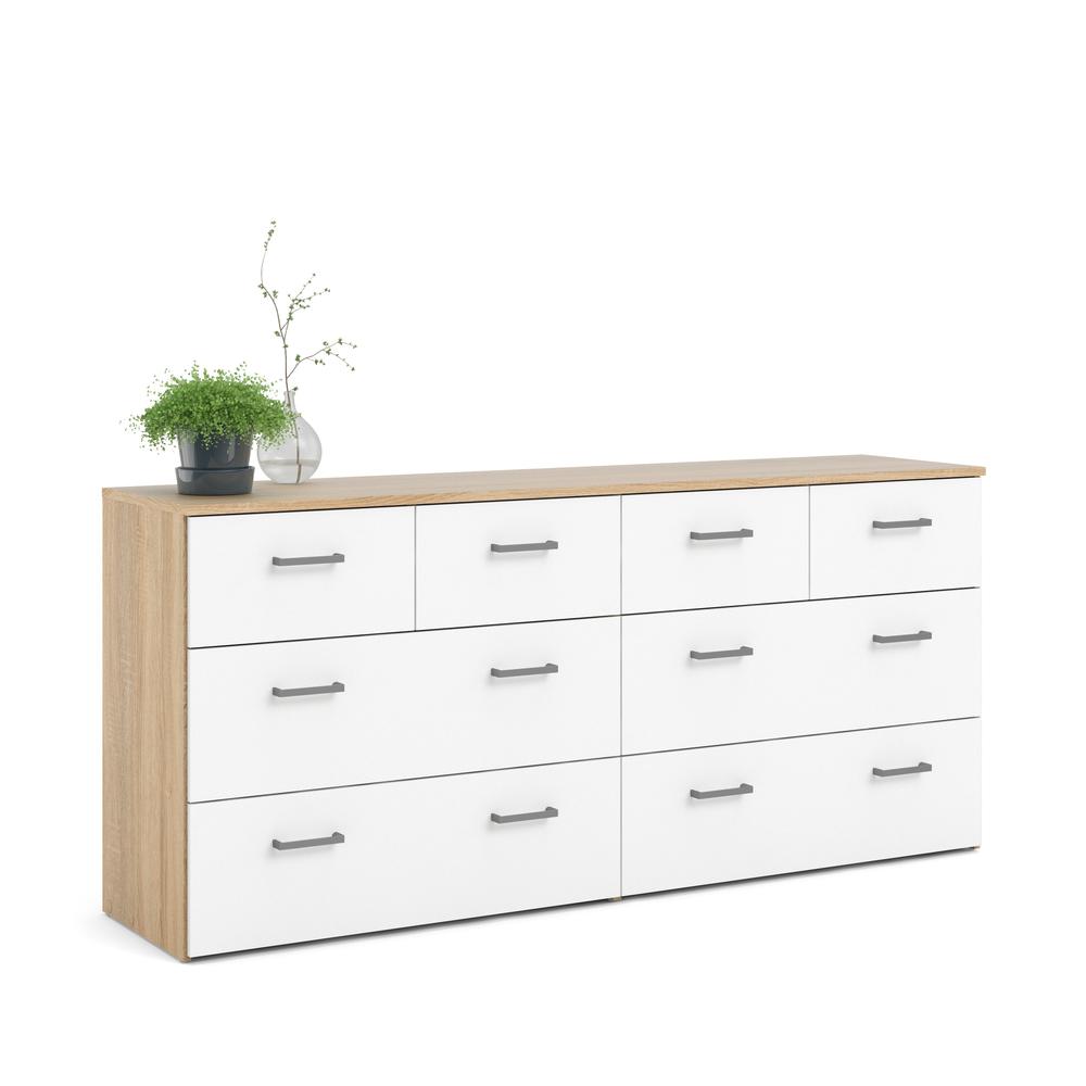 8 Drawer Double Dresser Oak Structure/White. Picture 13