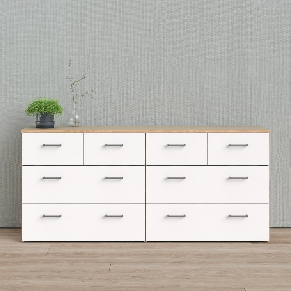 8 Drawer Double Dresser Oak Structure/White. Picture 14