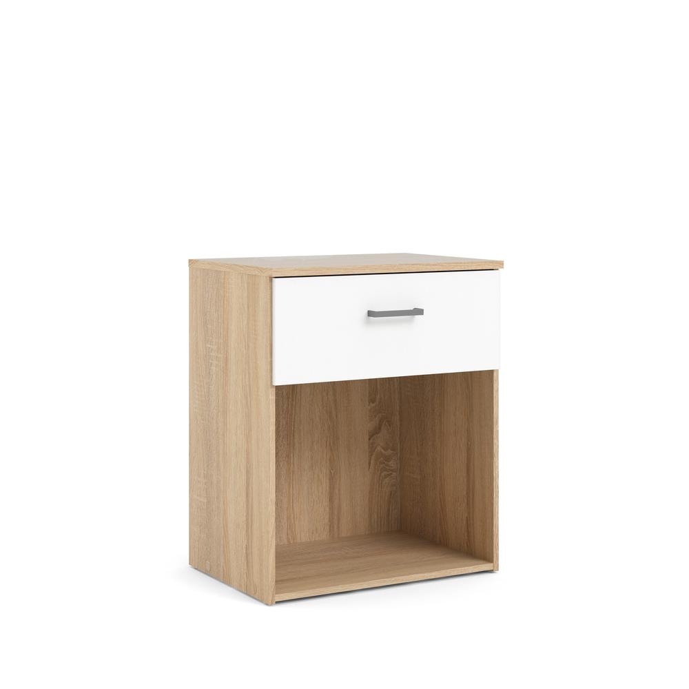 1 Drawer Nightstand Oak Structure/White. Picture 2