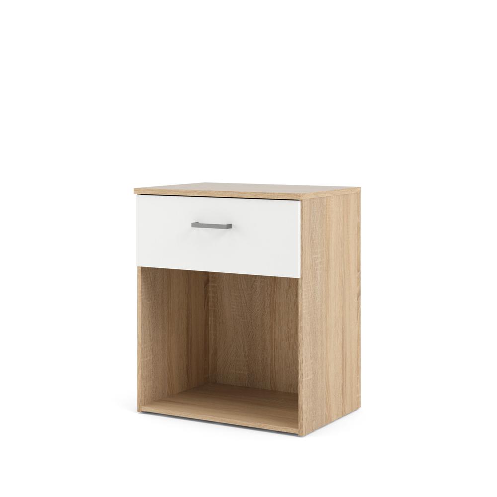 1 Drawer Nightstand Oak Structure/White. Picture 3