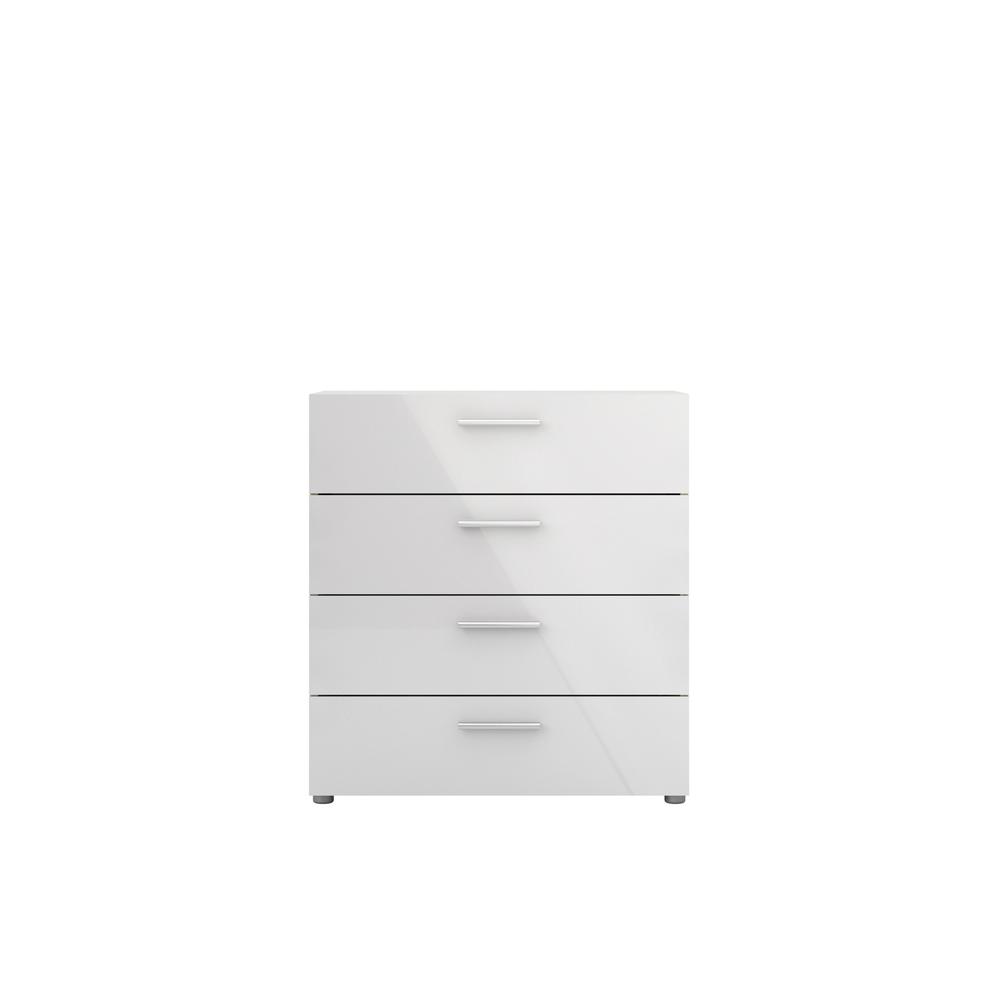 Austin 4 Drawer Chest, Oak Structure/White High Gloss. Picture 1
