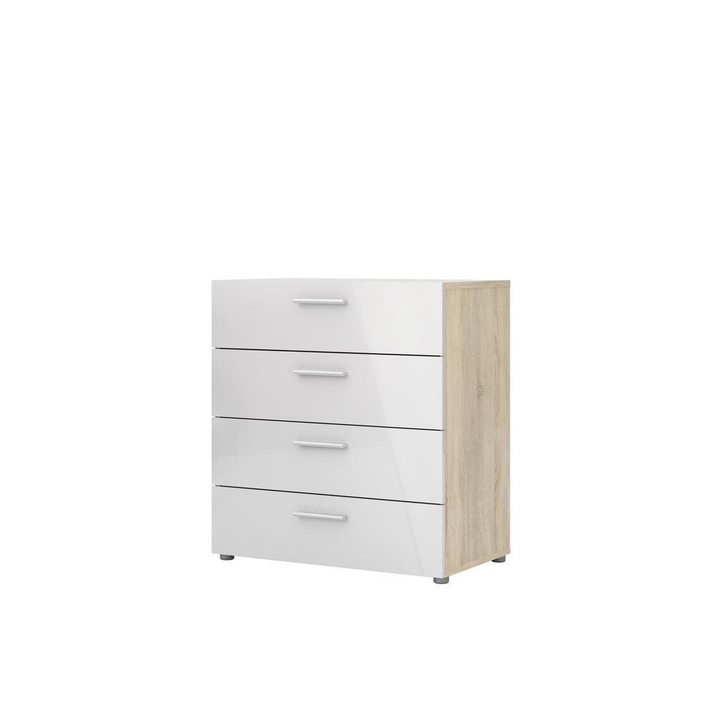 Austin 4 Drawer Chest, Oak Structure/White High Gloss. Picture 3
