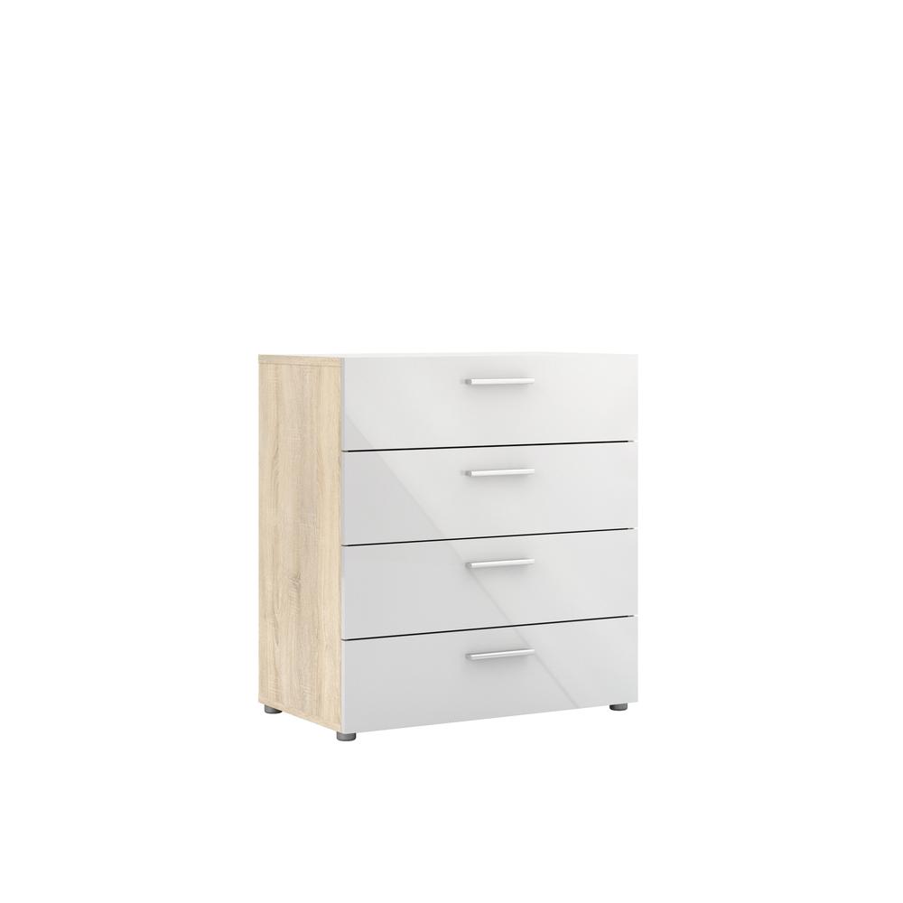 Austin 4 Drawer Chest, Oak Structure/White High Gloss. Picture 4