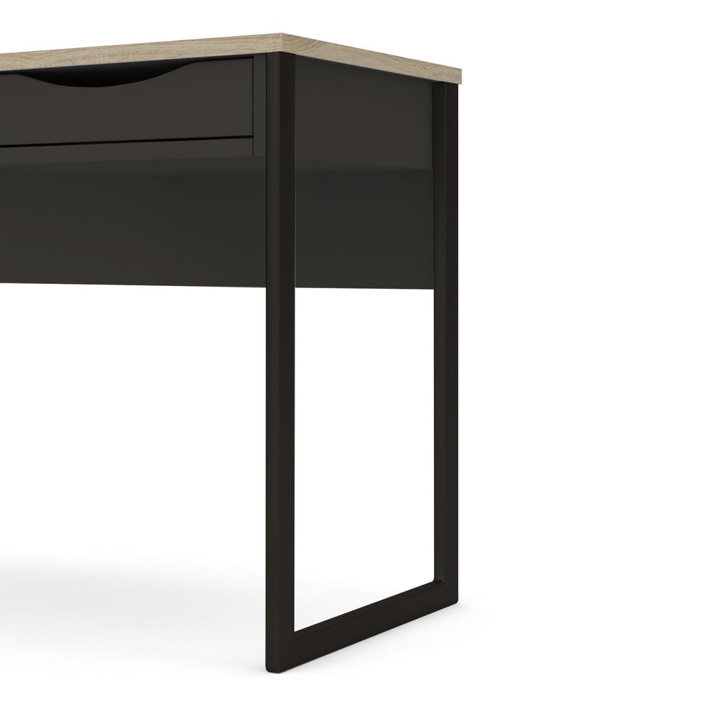 Wells Plus One Drawer Desk, Black Matte/Oak Structure. Picture 2