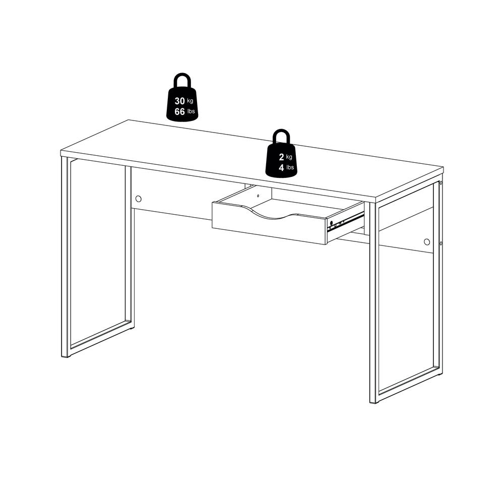 Wells Plus One Drawer Desk, Black Matte/Oak Structure. Picture 3