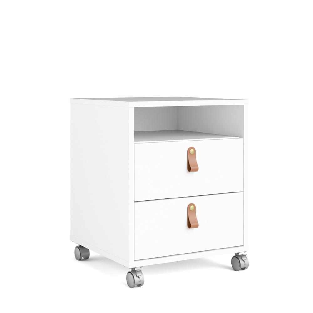 Winston 2 Drawer, 1 Shelf Mobile Cabinet, White. Picture 2