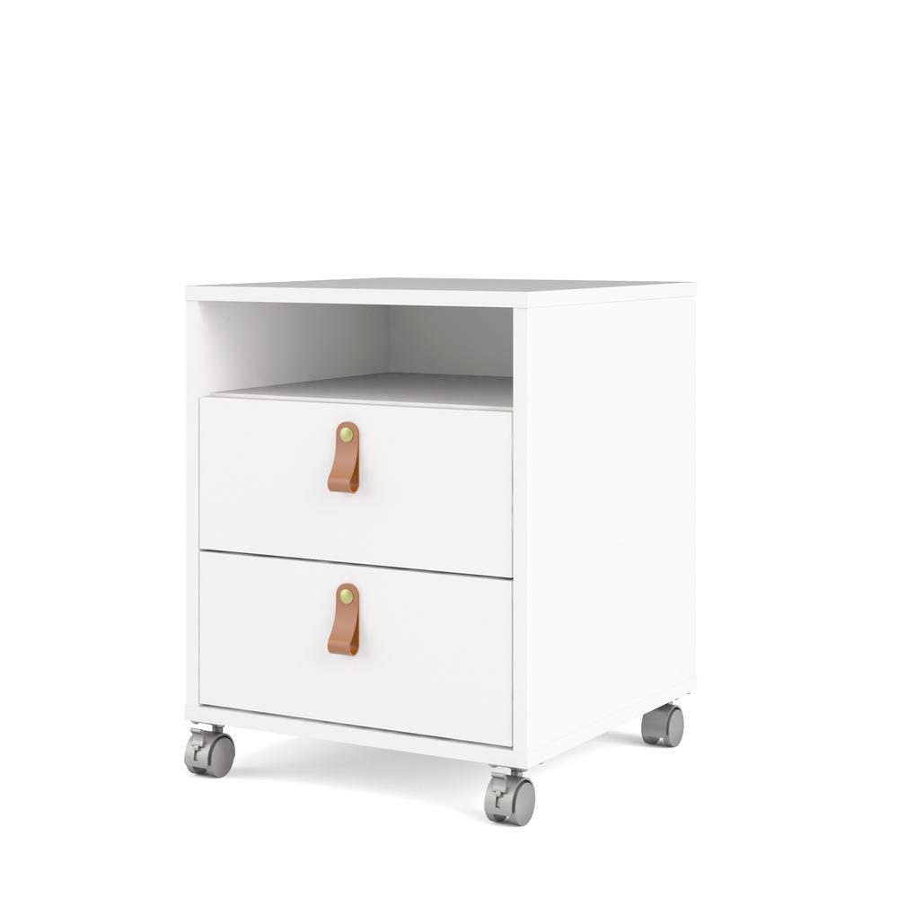 Winston 2 Drawer, 1 Shelf Mobile Cabinet, White. Picture 3