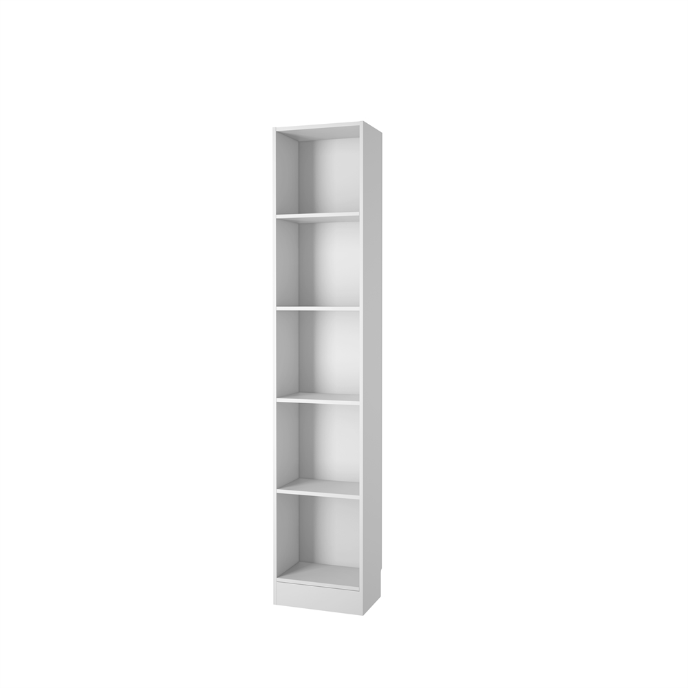 Basic Tall Narrow 5 Shelf Bookcase, White. Picture 1