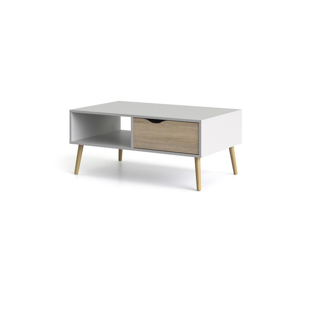 Diana 1 Drawer Coffee Table, White/Oak Structure. The main picture.