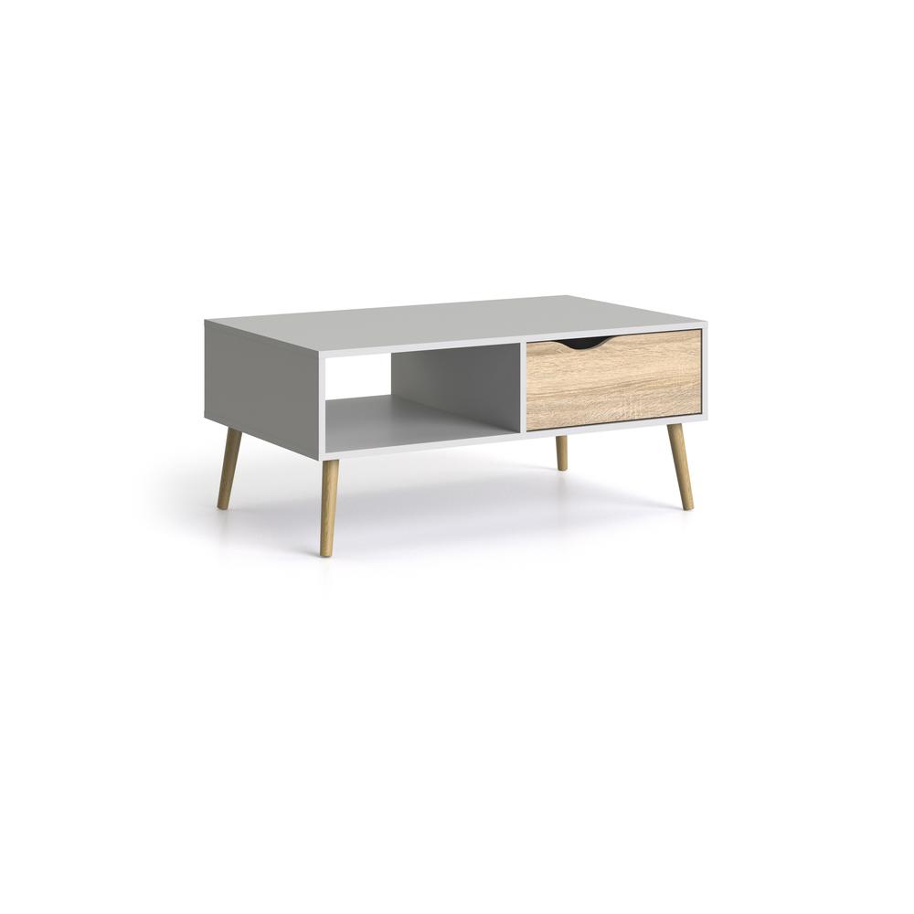 Diana 1 Drawer Coffee Table, White/Oak Structure. Picture 8