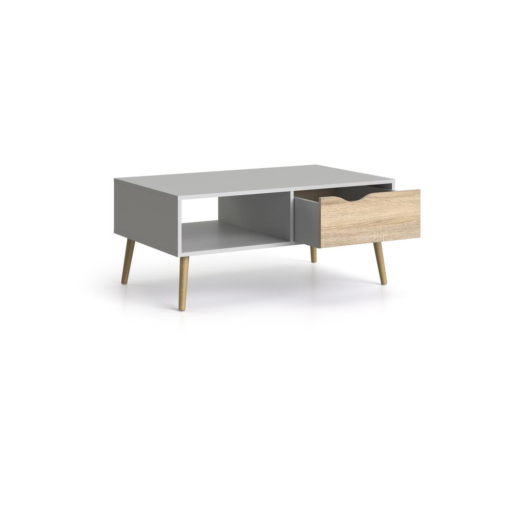 Diana 1 Drawer Coffee Table, White/Oak Structure. Picture 7