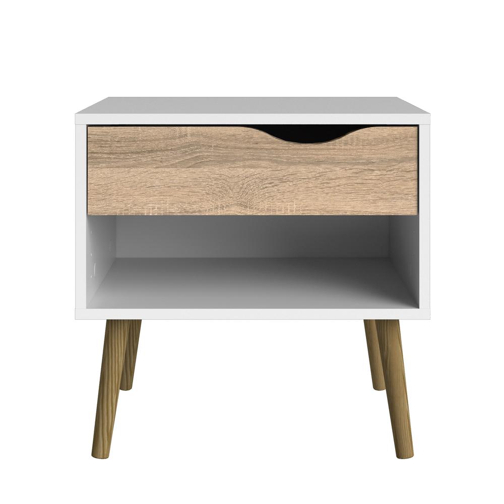 Diana 1 Drawer Nightstand, White/Oak Structure. Picture 2