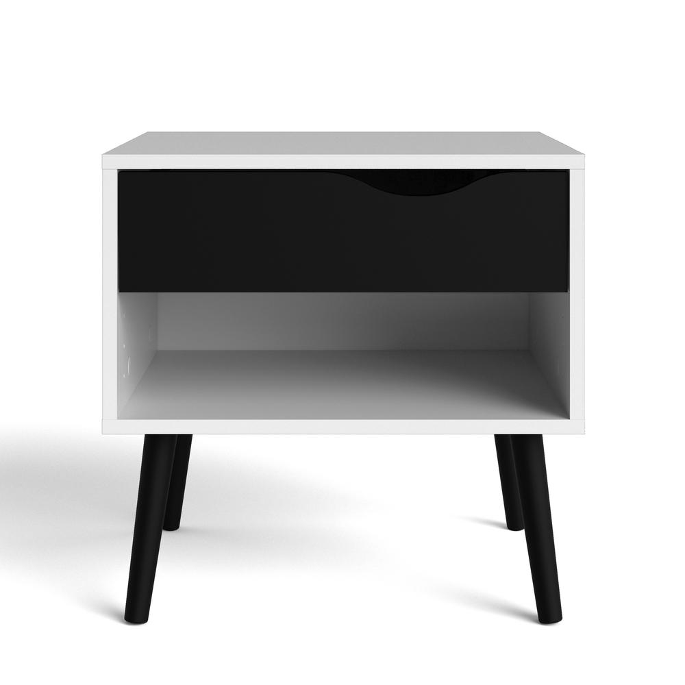 Diana 1 Drawer Nightstand, White/Black Matte. Picture 1