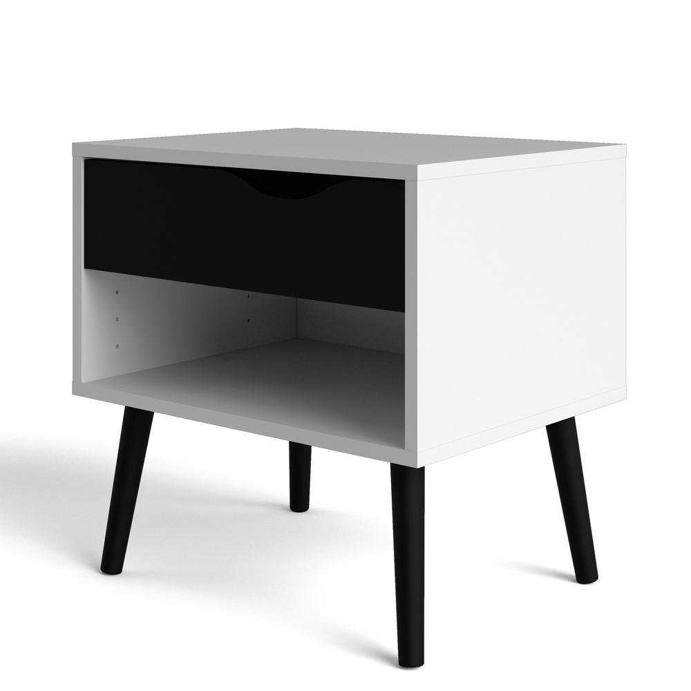 Diana 1 Drawer Nightstand, White/Black Matte. Picture 8