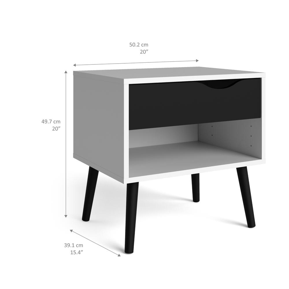 Diana 1 Drawer Nightstand, White/Black Matte. Picture 9