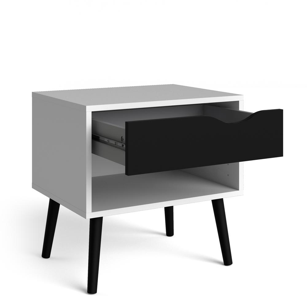 Diana 1 Drawer Nightstand, White/Black Matte. Picture 4
