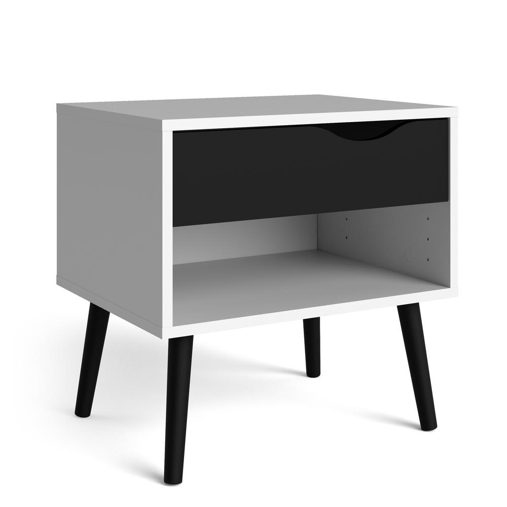 Diana 1 Drawer Nightstand, White/Black Matte. Picture 2